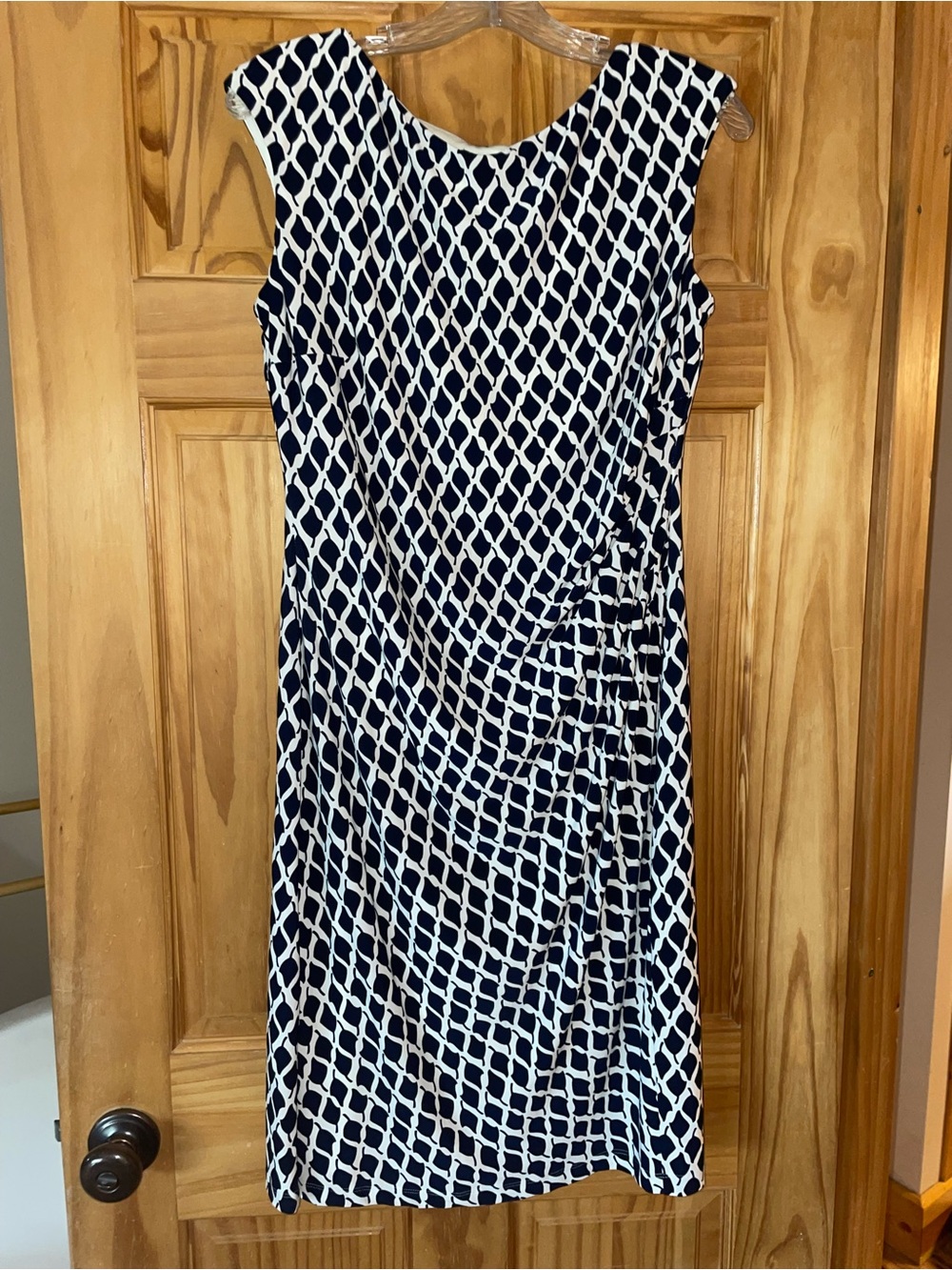 Ralph Lauren Navy and White Geometric Midi Dress